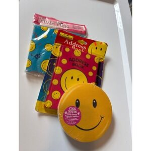 Vintage Smiley Face Stationery Set Flomo Address Book Note Pads Magnetic Notepad